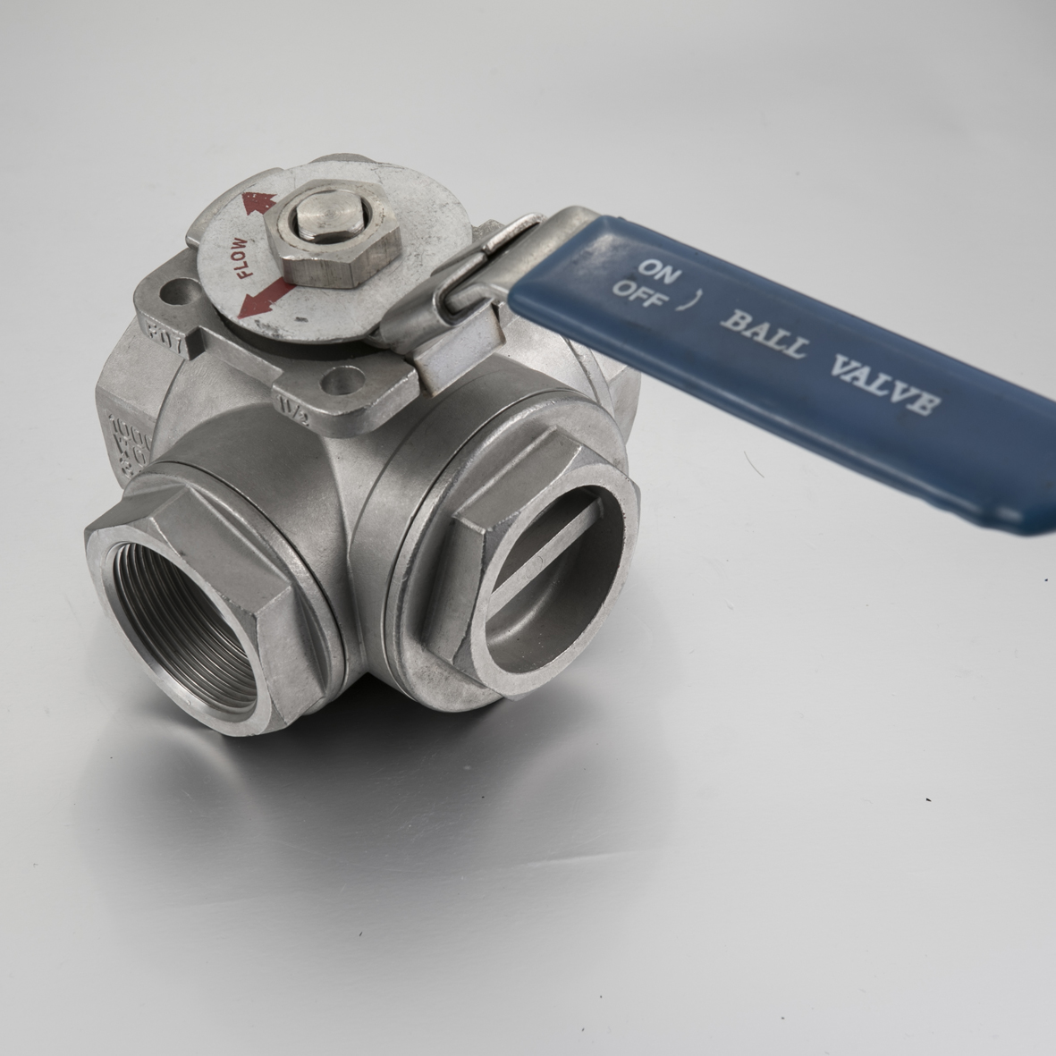 3-Way Stainless Steel 304/316 Ball Valve with Mounting Pad 